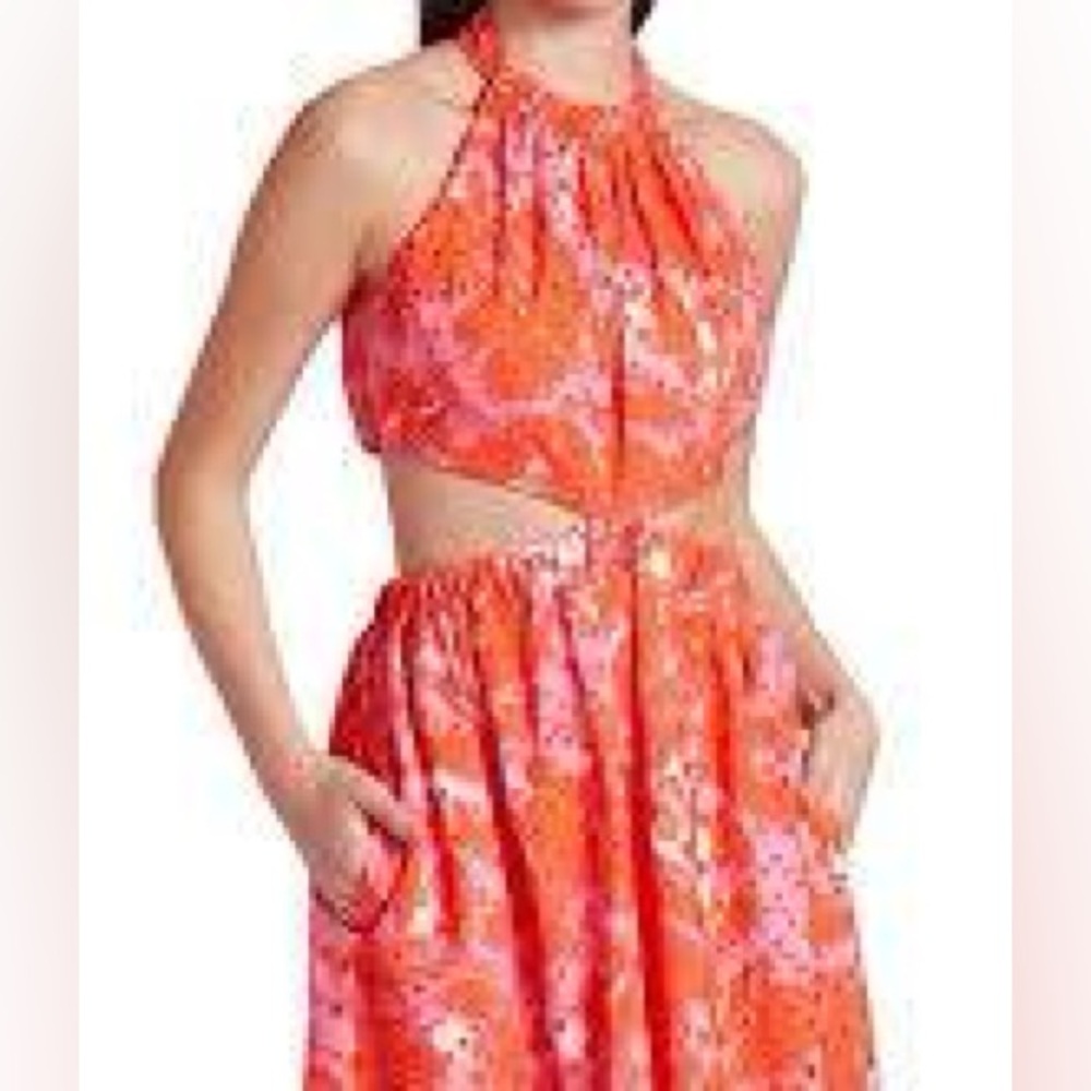 Anthropologie x Monique Lhuiller Cut-Out Eyelet Lace Halter Gown Size 0 - Picture 2 of 11